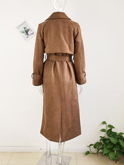 Vintage Double Breasted Lapel Shift Long Coat With Belt The Muse