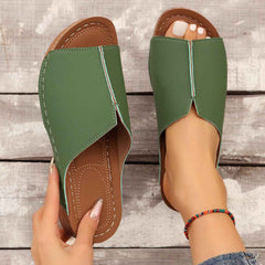 Summer Wedge Sandals – Peep-Toe, Thick Sole, Casual Outdoor Slides - Muselune