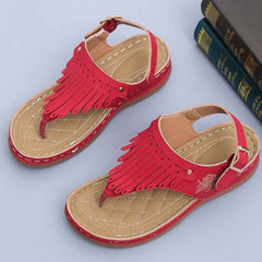 Women's Roman Cutout Thong Wedge Beach Sandals - Muselune
