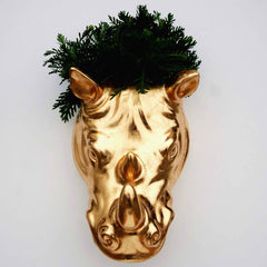 RHINO Gold Gilded Wall Planter Red Pomegranate Collection