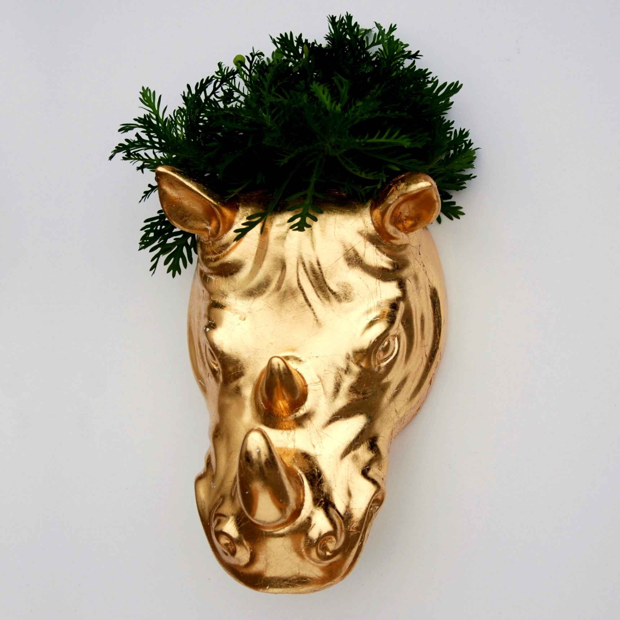 RHINO Gold Gilded Wall Planter Red Pomegranate Collection