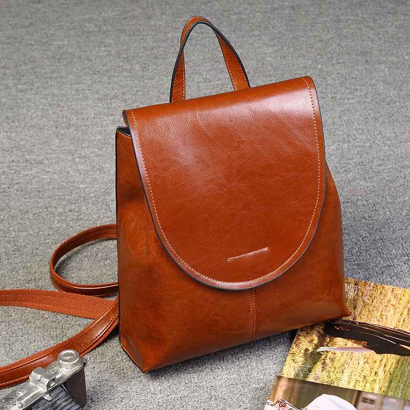 Genuine Leather Messenger Retro Backpack - Muselune