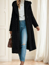 Elegant Black Long Coat - Muselune