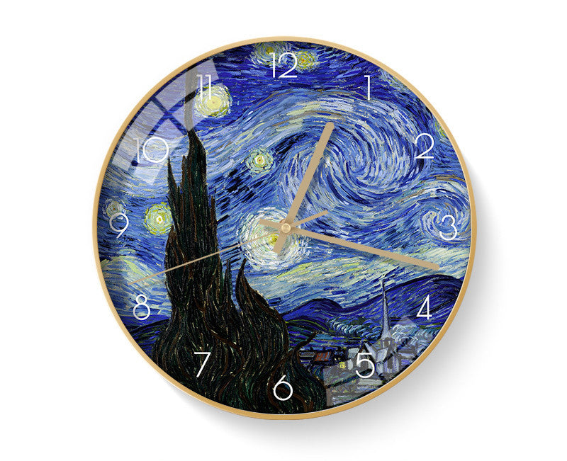 Van Gogh's Famous Painting, Harvest, Starry Sky, Silent Cartoon Clock The Muse