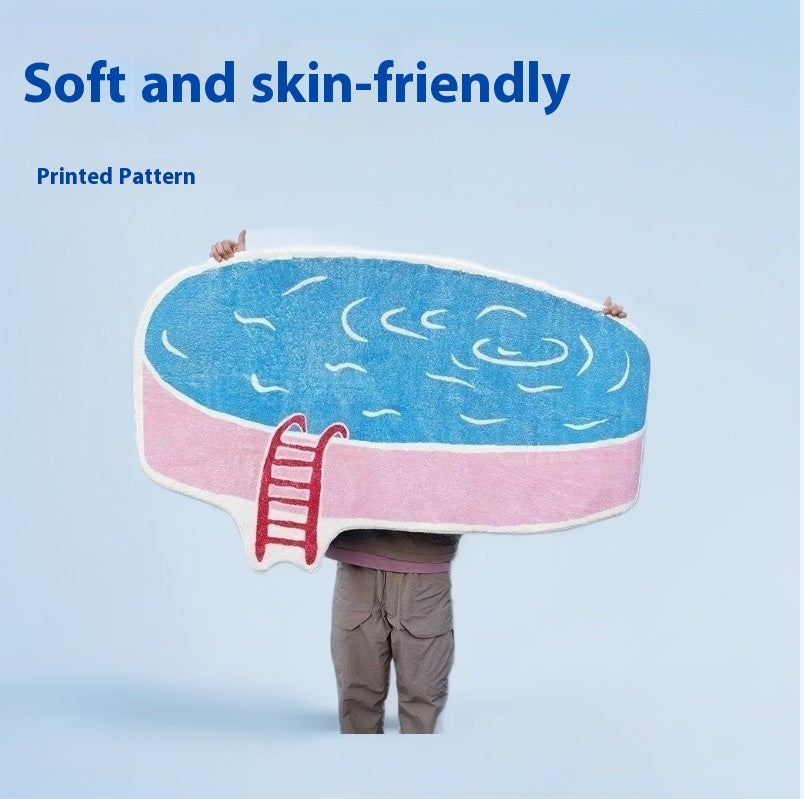 Cute Swimming Pool Soft Cashmere Floor Mat/ Rus The Muse