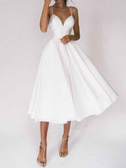 Sexy V-neck Suspender Dress Summer Fashion A-Line Long Dresses - Muselune