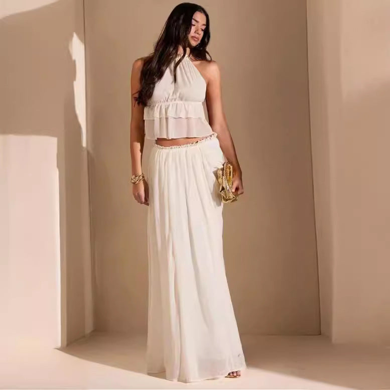 Comfort And Casual Backless Set Long Dress - Muselune