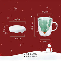 Double Heat Resistant Glass Christmas Tree Coffee Cup