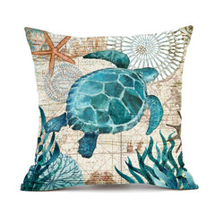 Ocean-Inspired Pillow Covers – Sea Turtle Print - Muselune