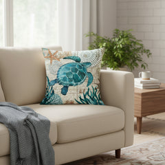 Ocean-Inspired Pillow Covers – Sea Turtle Print - Muselune
