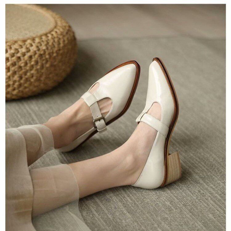 Chunky Heel New Soft Leather British Leather Shoes The Muse