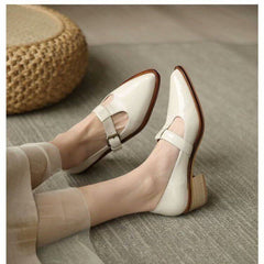 Chunky Heel New Soft Leather British Leather Shoes The Muse