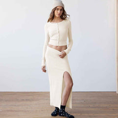 Zontroldy Women's Long-sleeve Shirt Split Dress Suit - Muselune