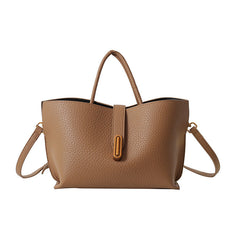 INS Litchi Pattern Shoulder Bag Fashion Zipper Bucket Bag High Capacity Totes Handbag For Women - Muselune