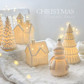 Ceramic Christmas Tree Desktop Decoration Luminous Christmas Small House Christmas Snowman Muselune