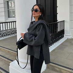 Cardigan With Asymmetrical Scarf Coat The Muse