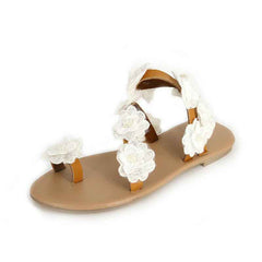 Summer PU Sandals | Floral Toe Design Large Size - Muselune