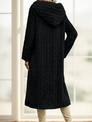 Elegant Black Long Coat - Muselune