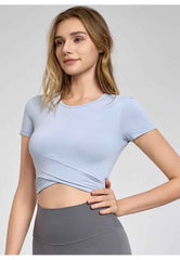 Cross Pleated Yoga Top