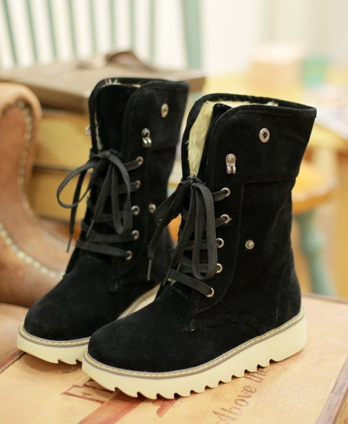 Frosted Fur Snow Lace Up Boots The Muse