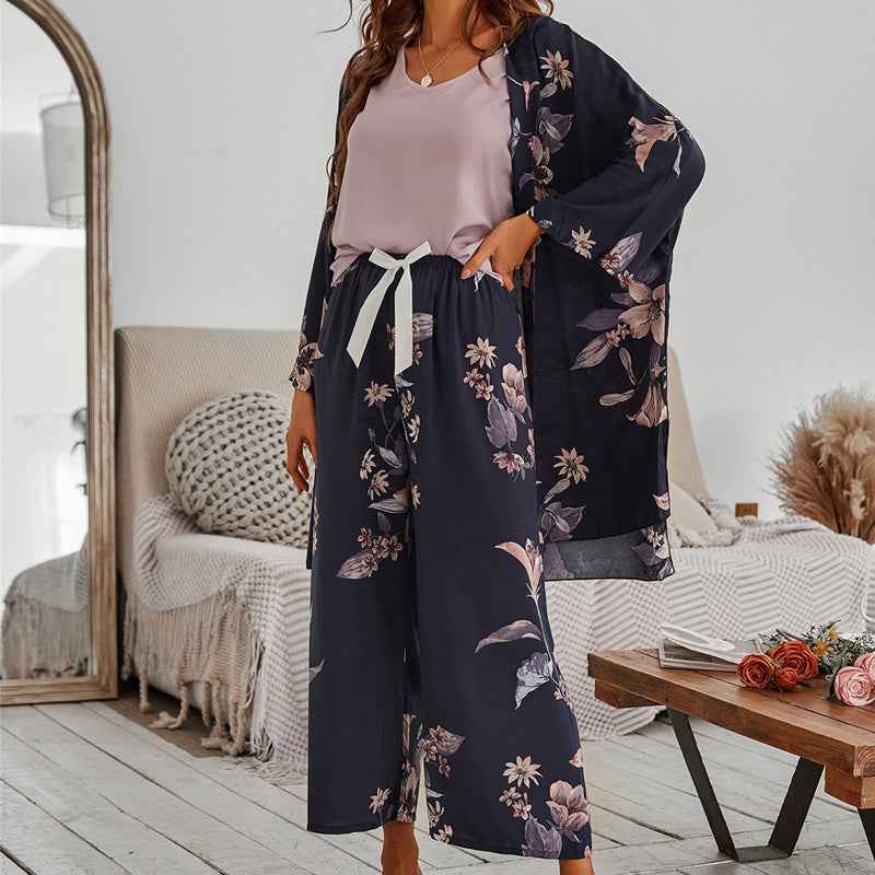 Pajamas Viscose Floral Printed Loose Sleepwear The Muse