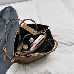 INS Litchi Pattern Shoulder Bag Fashion Zipper Bucket Bag High Capacity Totes Handbag For Women - Muselune
