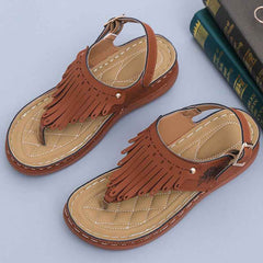 Women's Roman Cutout Thong Wedge Beach Sandals - Muselune
