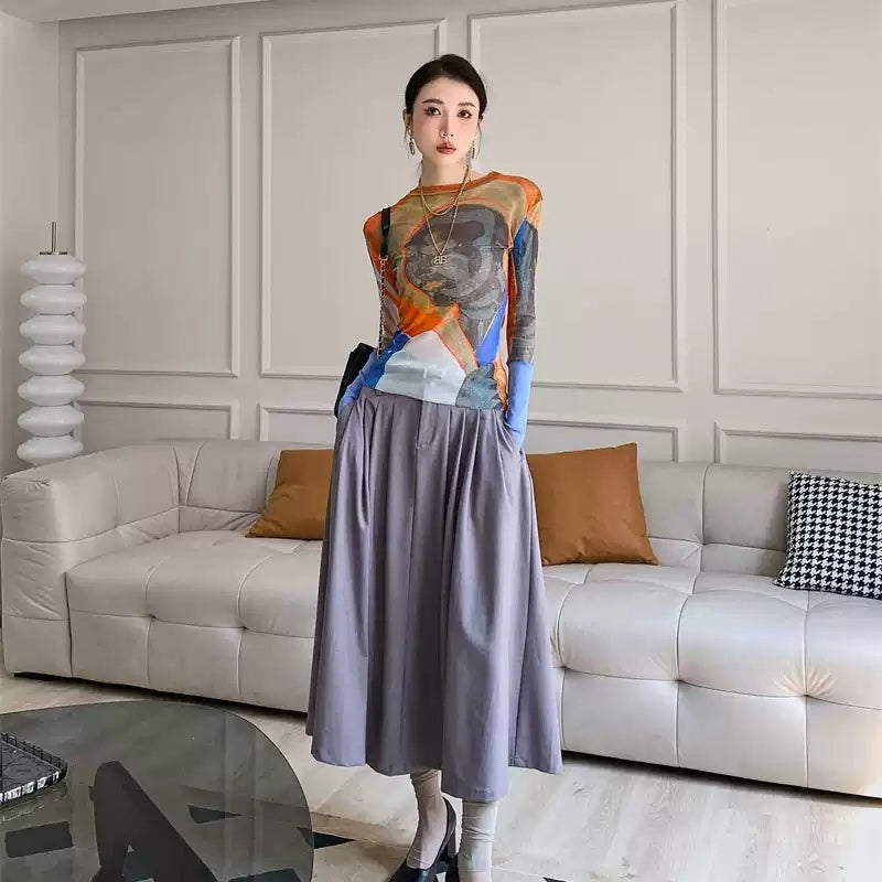 Muse Art Graffiti Printing Mesh Thin Tops The Muse