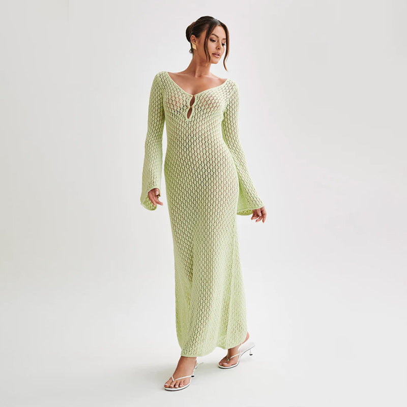 Knitted Hollow-Out Beach Cover-Up – Sun-Proof & Stylish - Muselune