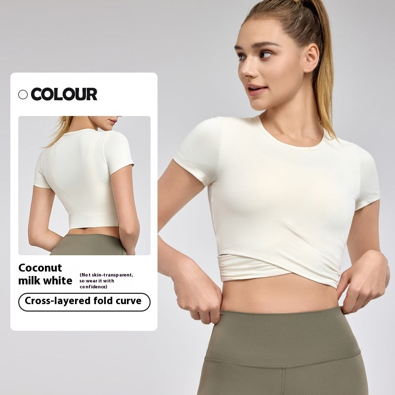Cross Pleated Yoga Top