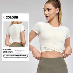 Cross Pleated Yoga Top