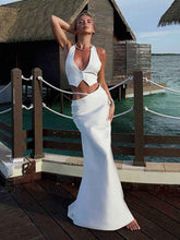 Solid Color Hollow-out Bodycon Maxi Skirt - Muselune