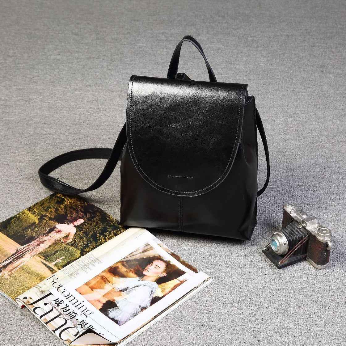 Genuine Leather Messenger Retro Backpack - Muselune