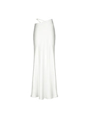 Solid Color Hollow-out Bodycon Maxi Skirt - Muselune