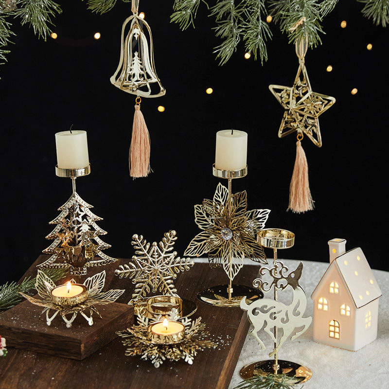 Romantic Christmas Wrought Iron Candlestick Candle Tray Decoration The Muse