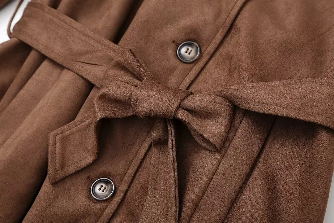 Vintage Double Breasted Lapel Shift Long Coat With Belt The Muse