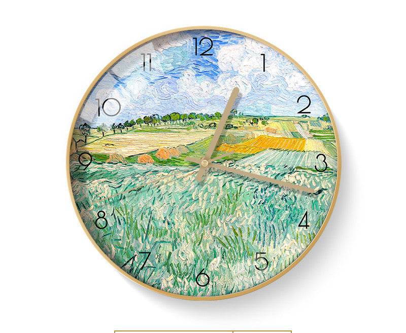 Van Gogh's Famous Painting, Harvest, Starry Sky, Silent Cartoon Clock The Muse