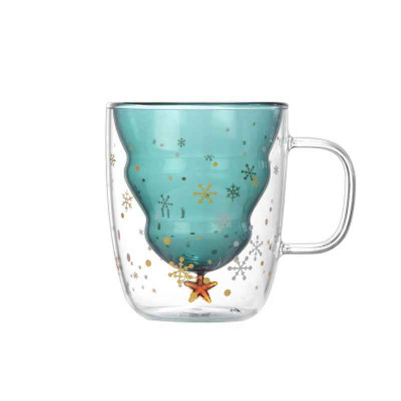 Double Heat Resistant Glass Christmas Tree Coffee Cup
