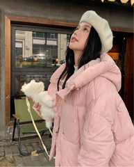 Thick Warm Parkas Loose White Duck Pink Jacket Muselune