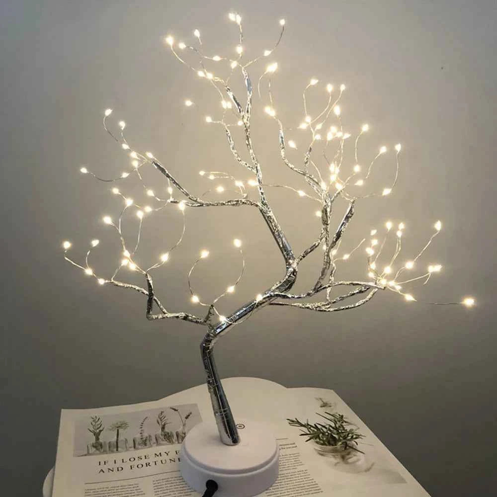 LED Tree Table Lamp – USB & Battery Powered Fairy Light for Cozy Decor - Muselune