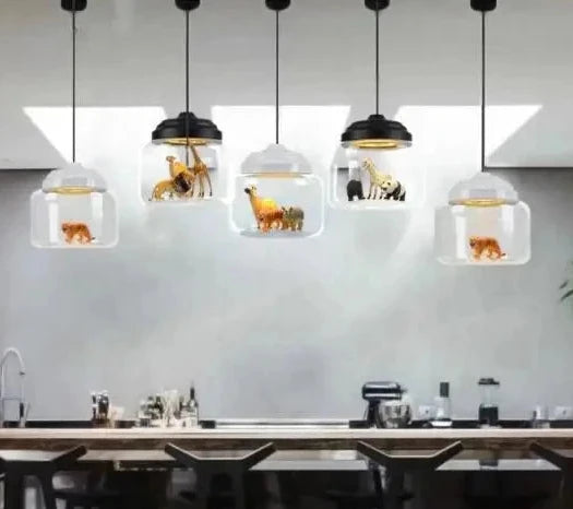 Creative animal kindergarten restaurant glass chandelier Muselune