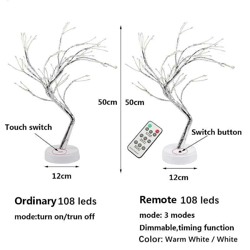 LED Tree Table Lamp – USB & Battery Powered Fairy Light for Cozy Decor - Muselune