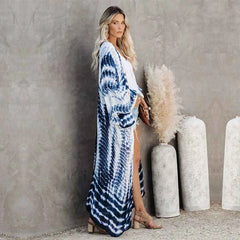 Boho Print Kimono Cover-Up – Belted Beach Dress - Muselune