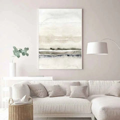 Beige and Grey Canvas Paintings Abstract Watercolor Posters and Prints Modern Minimalist Wall Art Pictures for Living Room Decor - Muselune