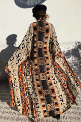 Boho Print Kimono Cover-Up – Belted Beach Dress - Muselune