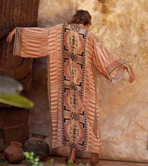 Boho Print Kimono Cover-Up – Belted Beach Dress - Muselune