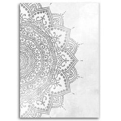 Bohemian Mandala Yoga Canvas – Beige, Grey & White Wall Art - Muselune