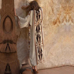 Boho Print Kimono Cover-Up – Belted Beach Dress - Muselune