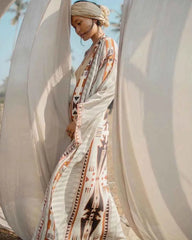 Boho Print Kimono Cover-Up – Belted Beach Dress - Muselune