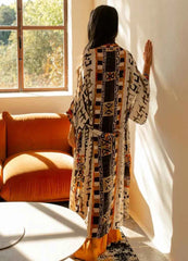 Boho Print Kimono Cover-Up – Belted Beach Dress - Muselune